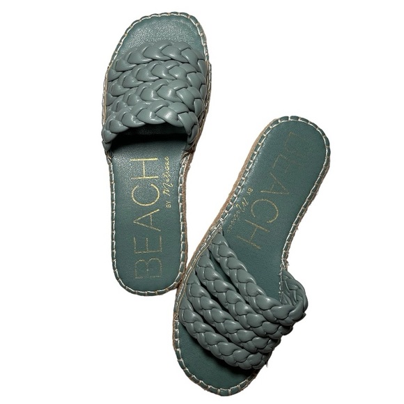 SOLD BEACH by MATISSE Turquoise Pacific Blue Platform Braided Slide Sandals - Picture 4 of 4